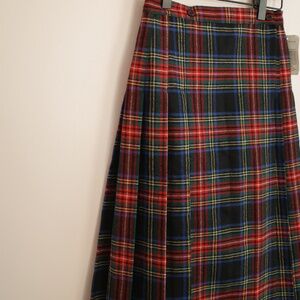 Vintage Fedora Red Wool Plaid Skirt NWT